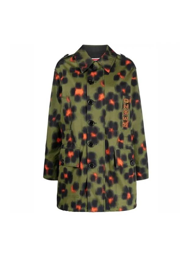 Women's Hana Leopard Cotton Parka Khaki - KENZO - BALAAN 1