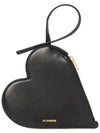 Embossed Logo Heart Stamp Calfskin Pouch Bag Black - JIL SANDER - BALAAN 2