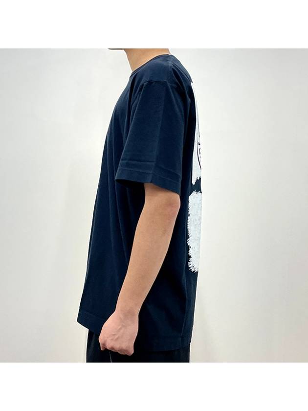 Logo Print Short Sleeve T-Shirt Navy - STONE ISLAND - BALAAN 5