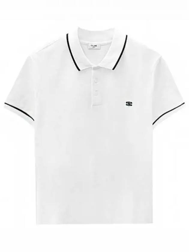 Classic Logo Cotton Polo T Shirt White Men s 270612 - CELINE - BALAAN 1