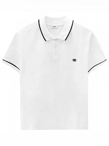 Classic Logo Cotton Polo T Shirt White Men s 270612 - CELINE - BALAAN 1