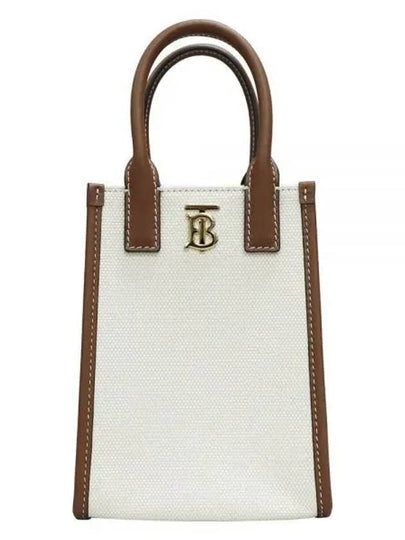 Frances Canvas Leather Mini Tote Bag Ecru Tan - BURBERRY - BALAAN 2