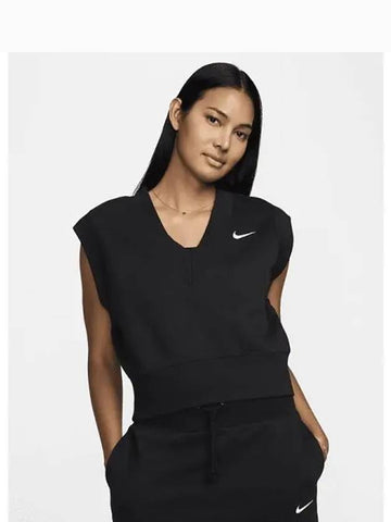 Sportswear Phoenix Fleece Women s Loose V neck Sleeveless Crop Top Black FV6317 010 700024 - NIKE - BALAAN 1