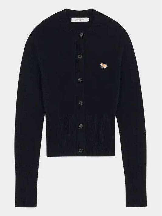 Baby Fox Patch Round Neck Fitted Cardigan Navy - MAISON KITSUNE - BALAAN 2