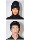 Face Patch Ribbed Wool Beanie Black - ACNE STUDIOS - BALAAN 6