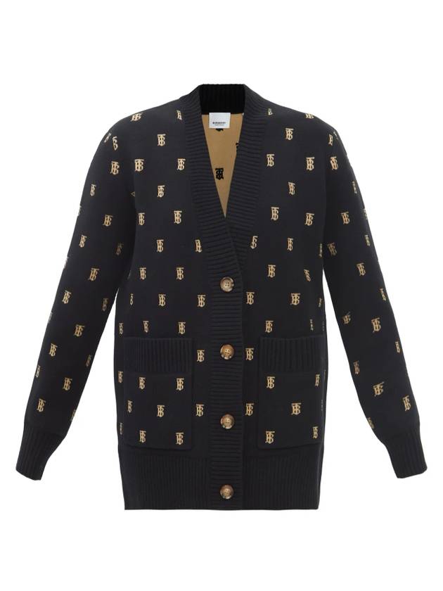 Monogram Wool Cashmere Blend Cardigan Black - BURBERRY - BALAAN 1