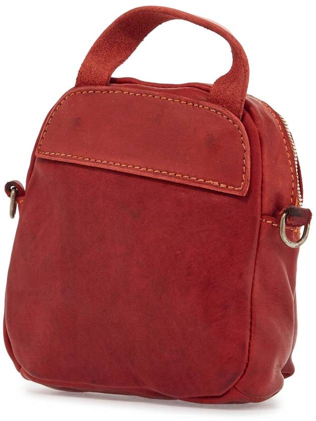 mini red leather backpack handcrafted with adjustable shoulder strap and front pockets - GUIDI - BALAAN 2