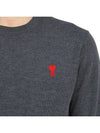 Men's Mini Heart Logo Merino Wool Knit Top Grey - AMI - BALAAN 9