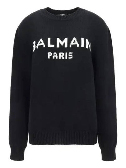 Logo Wool Knit Top Black - BALMAIN - BALAAN 2