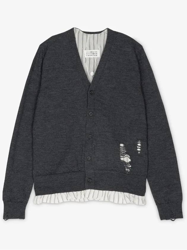 Men's Distressed Cardigan Dark Grey - MAISON MARGIELA - BALAAN 3