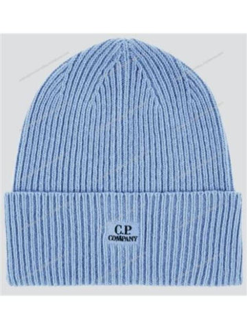 Embroidered Logo Ribbed Beanie Blue - CP COMPANY - BALAAN 1