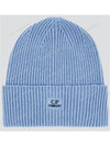 Embroidered Logo Ribbed Beanie Blue - CP COMPANY - BALAAN 1