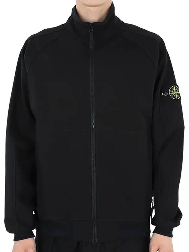 Stretch Technical Fleece Nylon Bomber Jacket Black - STONE ISLAND - BALAAN 3