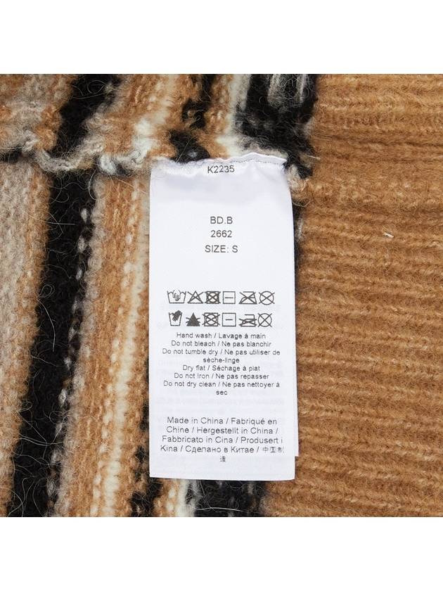 Striped Soft Wool Knit Cardigan Brown - GANNI - BALAAN 11