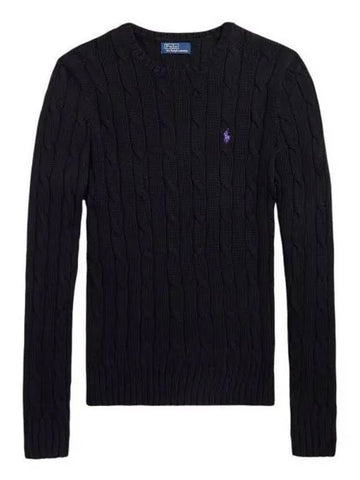 Embroidered Logo Pony Cable Knit Top Black - POLO RALPH LAUREN - BALAAN 1