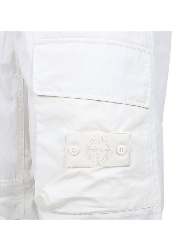 Loose Fit Cargo Cotton Canvas Straight Pants White - STONE ISLAND - BALAAN 6