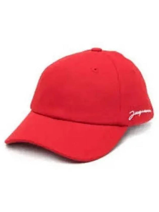 La Caskette Embroidered Logo Cotton Ball Cap Red - JACQUEMUS - BALAAN 2