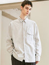 Utility Curve Pocket Oxford Long Sleeve Shirt Sand Grey - KND - BALAAN 2