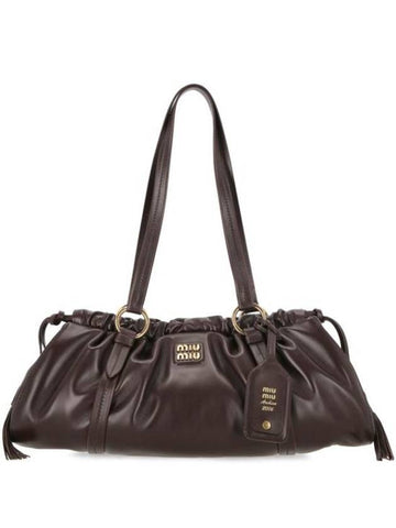 Joie Nappa Leather Shoulder Bag Dark Brown - MIU MIU - BALAAN 1