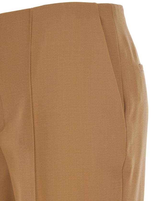 Beige Flared Pants With Asymmetric Hem In Grain De Poudre Wool Woman - CHLOE - BALAAN 3