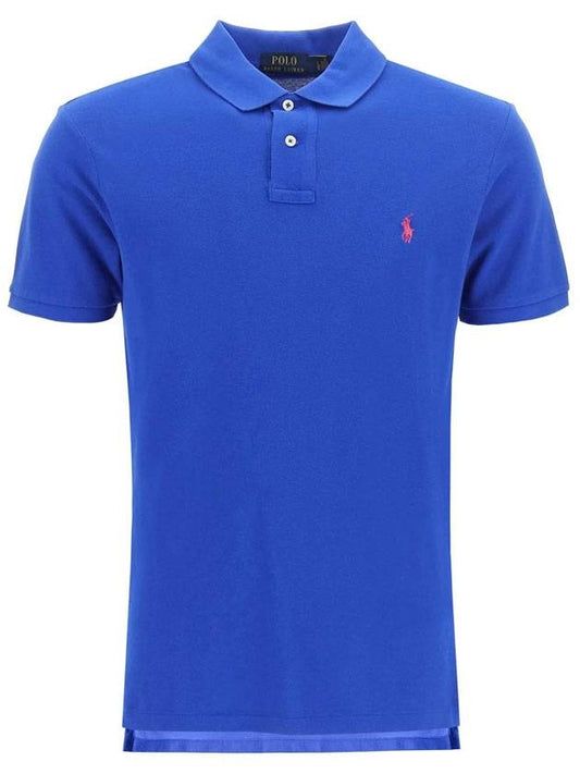 Embroidered Pony Logo Red Polo Shirt Blue - POLO RALPH LAUREN - BALAAN 1