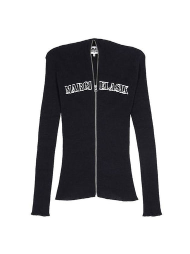 Logo Print Full Zipper Wool Cardigan Black - MAISON MARGIELA - BALAAN 1