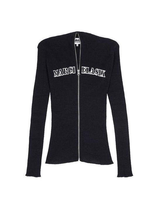 Logo Print Full Zipper Wool Cardigan Black - MAISON MARGIELA - BALAAN 2