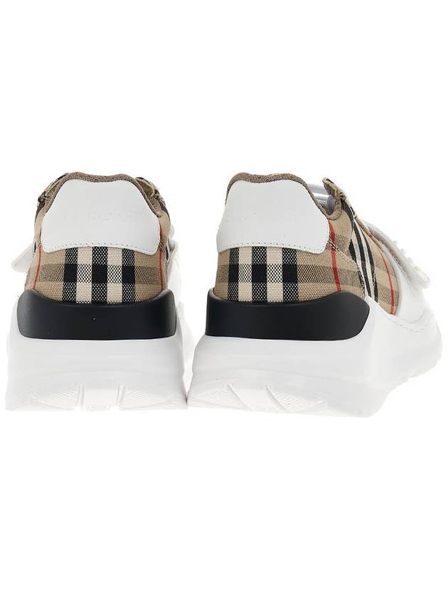 Vintage Check And Leather Sneakers White Archive Beige - BURBERRY - BALAAN 5