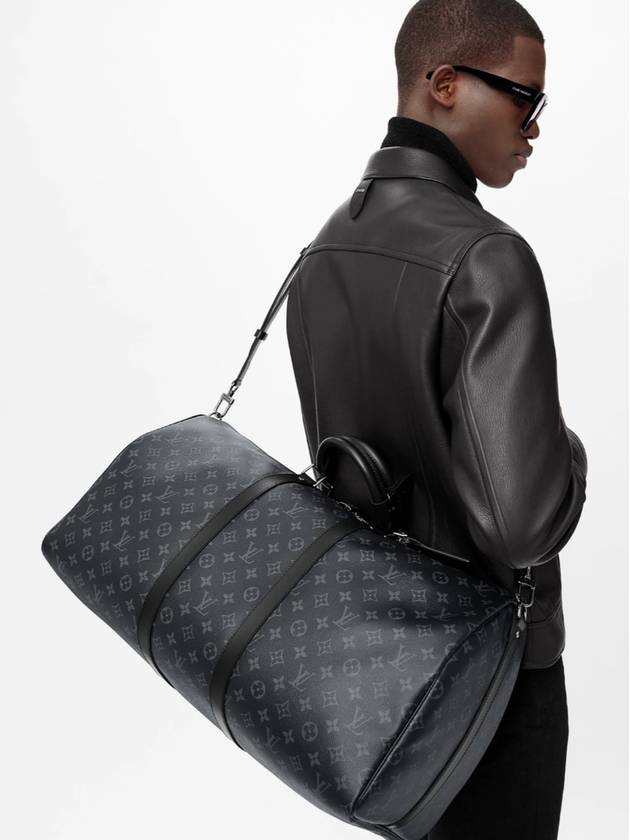 Louis Vuitton Keepall 55 Bandouliere Monogram Eclipse Duffel Bag Black - LOUIS VUITTON - BALAAN 6