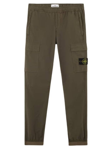 Stretch Cotton Tella Parachute Straight Pants Green - STONE ISLAND - BALAAN 1