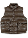 Leather Puffer Padding Vest Brown - NUAKLE - BALAAN 1