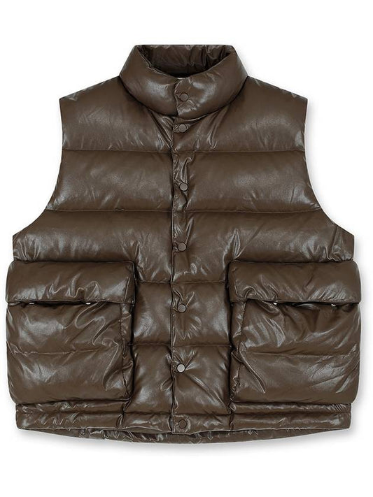 Leather Padded Vest Brown - NUAKLE - BALAAN 2