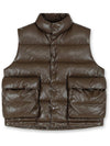 Leather Puffer Padding Vest Brown - NUAKLE - BALAAN 2