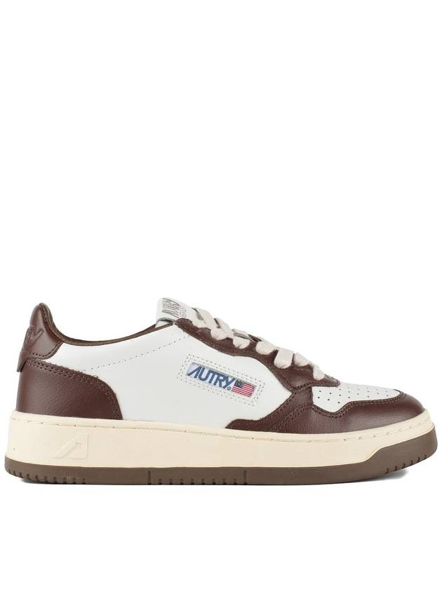 Autry Medalist Low Two-Tone Chestnut And White Leather Sneakers - AUTRY - BALAAN 1