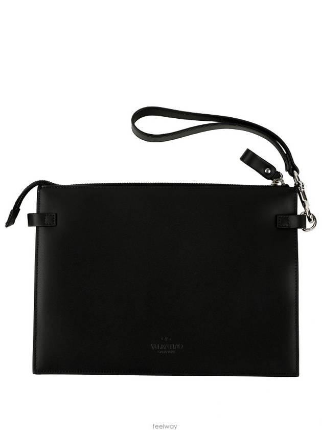 VLTN Logo Clutch Bag Black Neon Pink - VALENTINO - BALAAN.