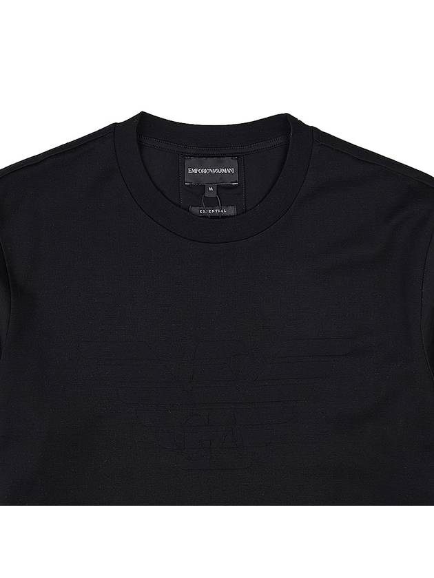 Logo Jacquard Cotton Short Sleeve T-Shirt Black - EMPORIO ARMANI - BALAAN.