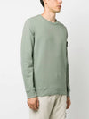 Brushed Cotton Fleece Garment Dyed Crewneck Sweatshirt Sage Green - STONE ISLAND - BALAAN 6