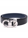 Double Gancini Reversible Leather Belt Black Fiore Blue - SALVATORE FERRAGAMO - BALAAN 4