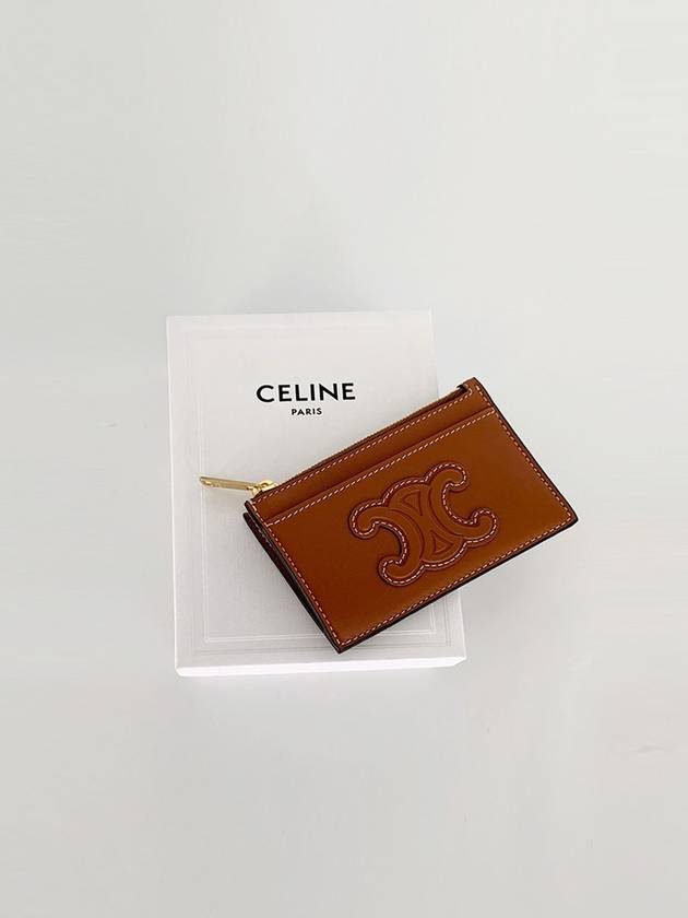 Zipper Smooth Lambskin Card Wallet Tan - CELINE - BALAAN 2