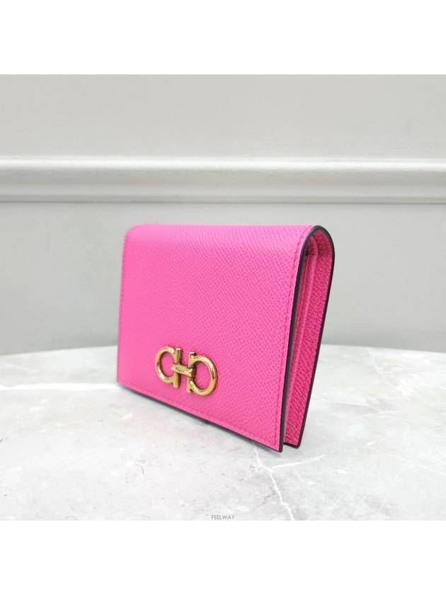 Lux You Ferragamo hot pink gold logo Gancini half wallet - SALVATORE FERRAGAMO - BALAAN 2