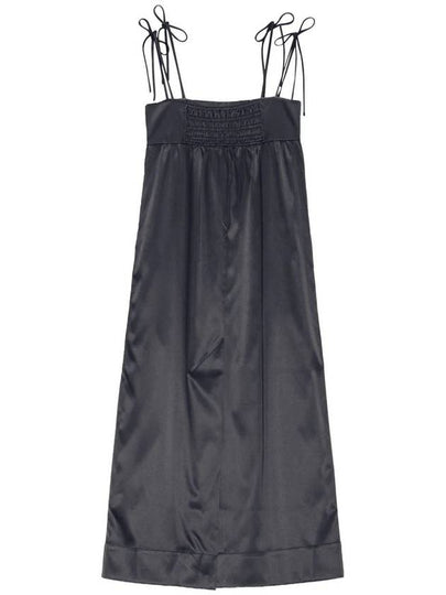 Double Satin String Long Dress Black - GANNI - BALAAN 2