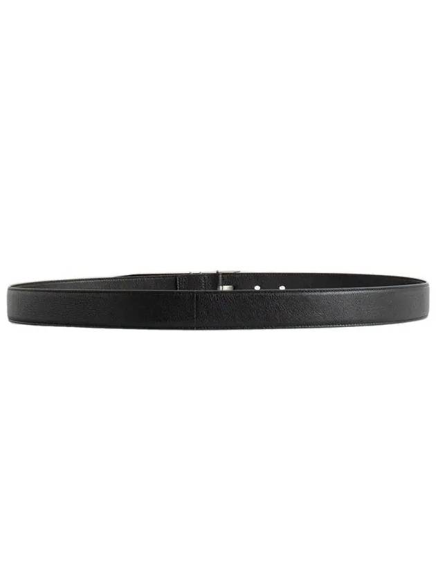 Silver Hardware Monogram Buckle Leather Belt Black - SAINT LAURENT - BALAAN 3