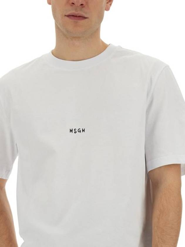 Micro Brushed Logo Print Short Sleeve T-Shirt White - MSGM - BALAAN 5