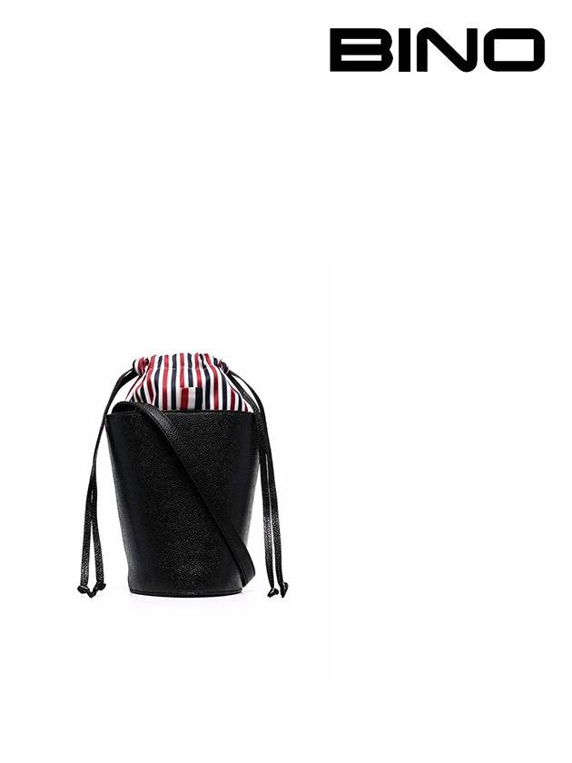 Pebble Grain Leather Mini Bucket Bag Black - THOM BROWNE - BALAAN 2