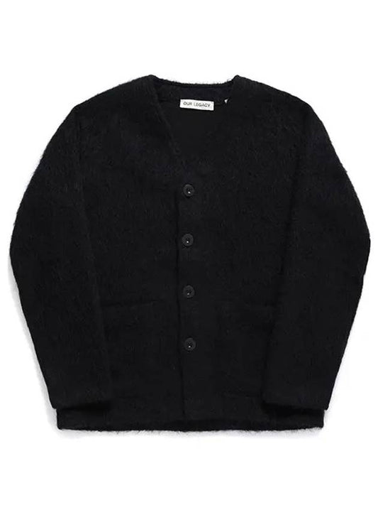 Mohair V-neck Relaxed Fit Wool Cardigan Black - OUR LEGACY - BALAAN 2