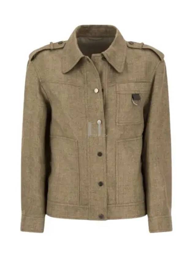 Linen Blend Shirt Jacket Beige - BRUNELLO CUCINELLI - BALAAN 2