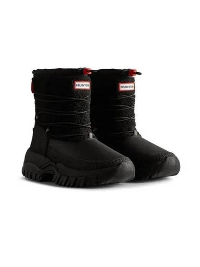 Wanderer Vegan Short Shearling Rubber Snow Winter Boots Black - HUNTER - BALAAN 2