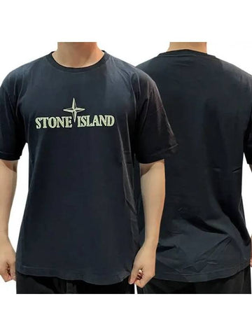 Embroidered logo short sleeve t shirt navy 29630709 271065 1095283 - STONE ISLAND - BALAAN 1