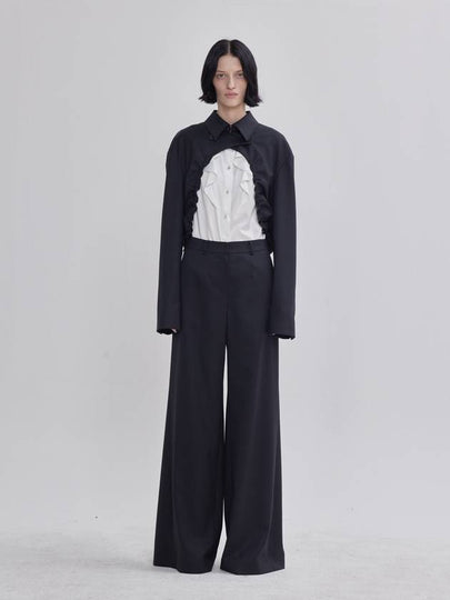 Back Plate Pleated Detail Wide Pants Deep Grey - LIE - BALAAN 2