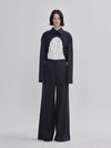 back plate pleated detail wide pants deep gray - LIE - BALAAN 1